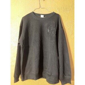 Custom Embroidered Black Dog Face Crewneck Sweatshirt with Lupe Name